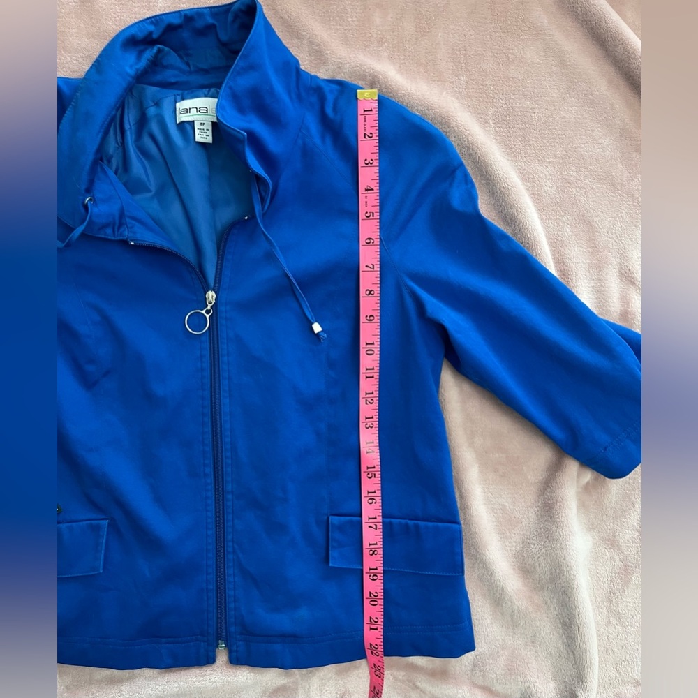 Lana Lee Women’s Royal Blue Cotton 3/4 Sleeve lined Zip up jacket Jacket 8P - Picture 6 of 9